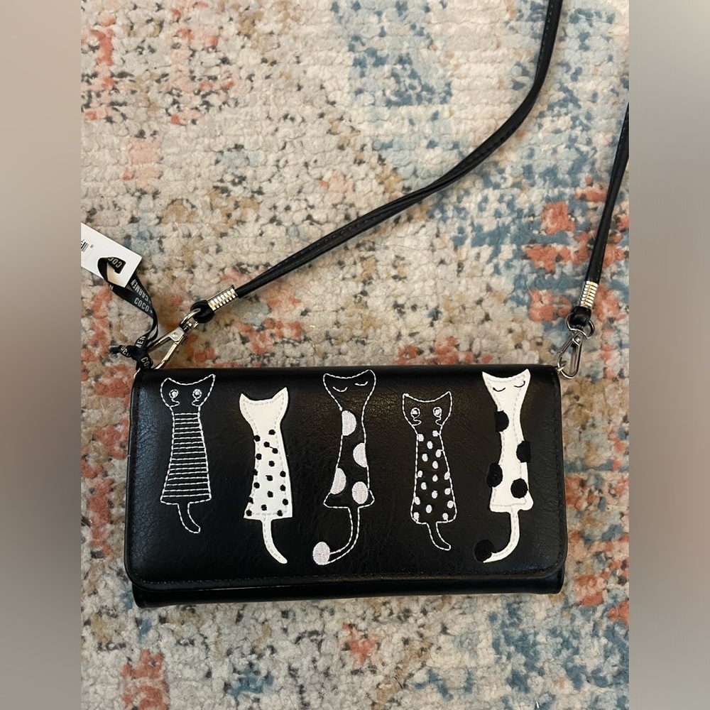 Coco + Carmen Black Cat Clutch Purse New